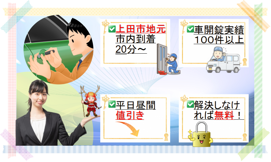 上田市車インロック開錠